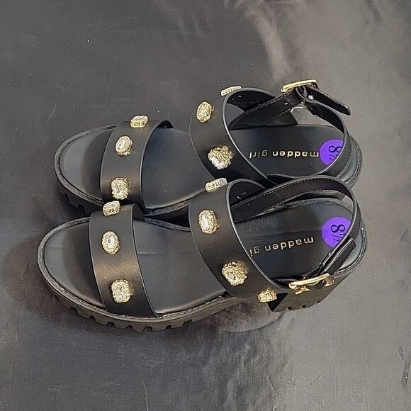 BRAND NEW MADDEN GIRL CRYSTAL LEATHER PLASFORM HEEL SANDAL G1 - Picture 8 of 13